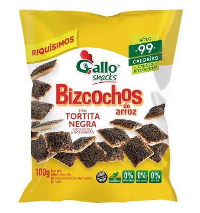 GALLO BIZC ARROZ 100 GRS TORT. NEGRA SIN TACC