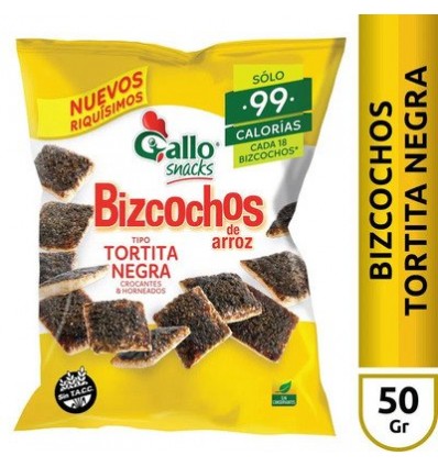 GALLO BIZC ARROZ 50 GRS TORT. NEGRA SIN TACC