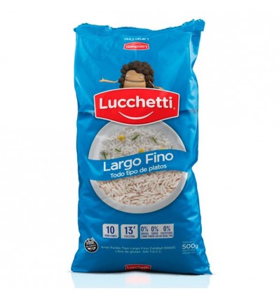 ARROZ LUCCHETTI 500 GRS LARGO FINO BOLSA S/TACC
