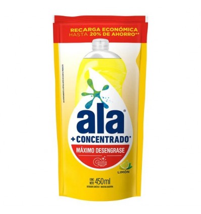 ALA CONCENTRADO LAVA VAJILLA LIMON DP 450 ML