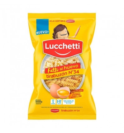 FIDEO LUCCHETTI 500 GRS TIRABUZON HUEVO