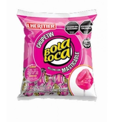 CHUPETIN BOLA LOCA TUTTI FRUTI RELLENO MAST. X 24 UNID S/TACC
