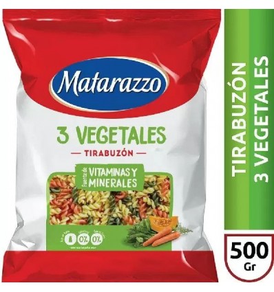 FIDEO MATARAZZO 500 GRS TIRABUZON 3 VEGETALES