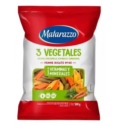 FIDEO MATARAZZO 3 VEGETALES PENNE RIGATE