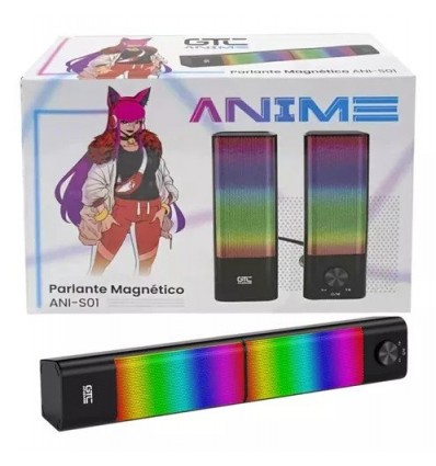 PARLANTE BLUETOOTH GTC MAGNETICO C/LUCES RGB ANIME 