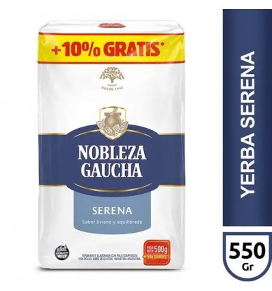 YERBA NOBLEZA GAUCHA SERENA 500 + 50 grs